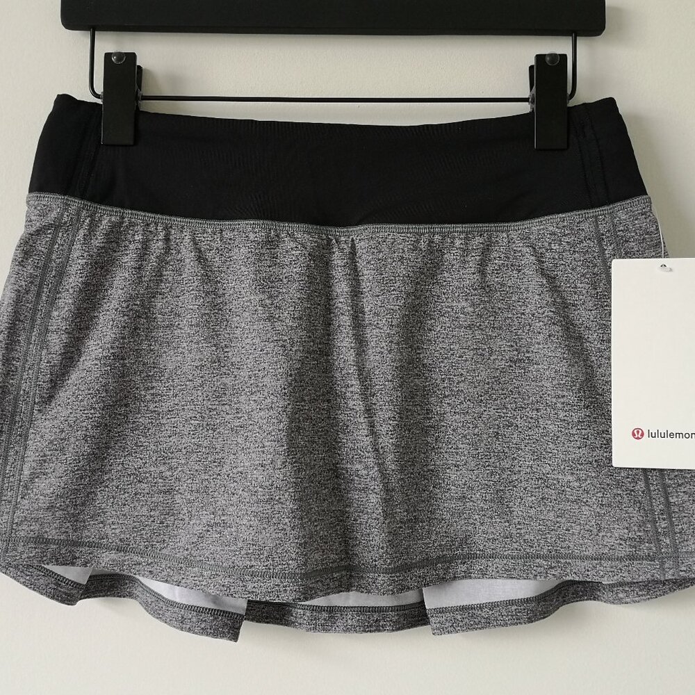 NWT LULULEMON MBHL/BLK Grey Black Lightweight Luxtreme Lined Pace Rival Skirt 8